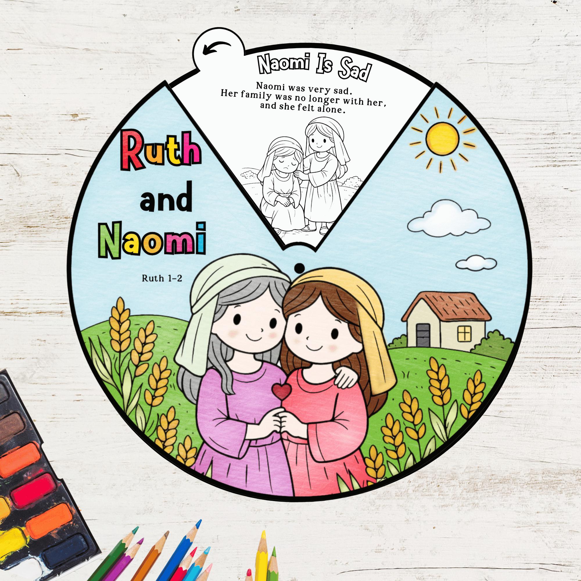 Ruth and Naomi Coloring Wheel | Bible Story Activity for Kids | Christian Sunday School Craft ...
