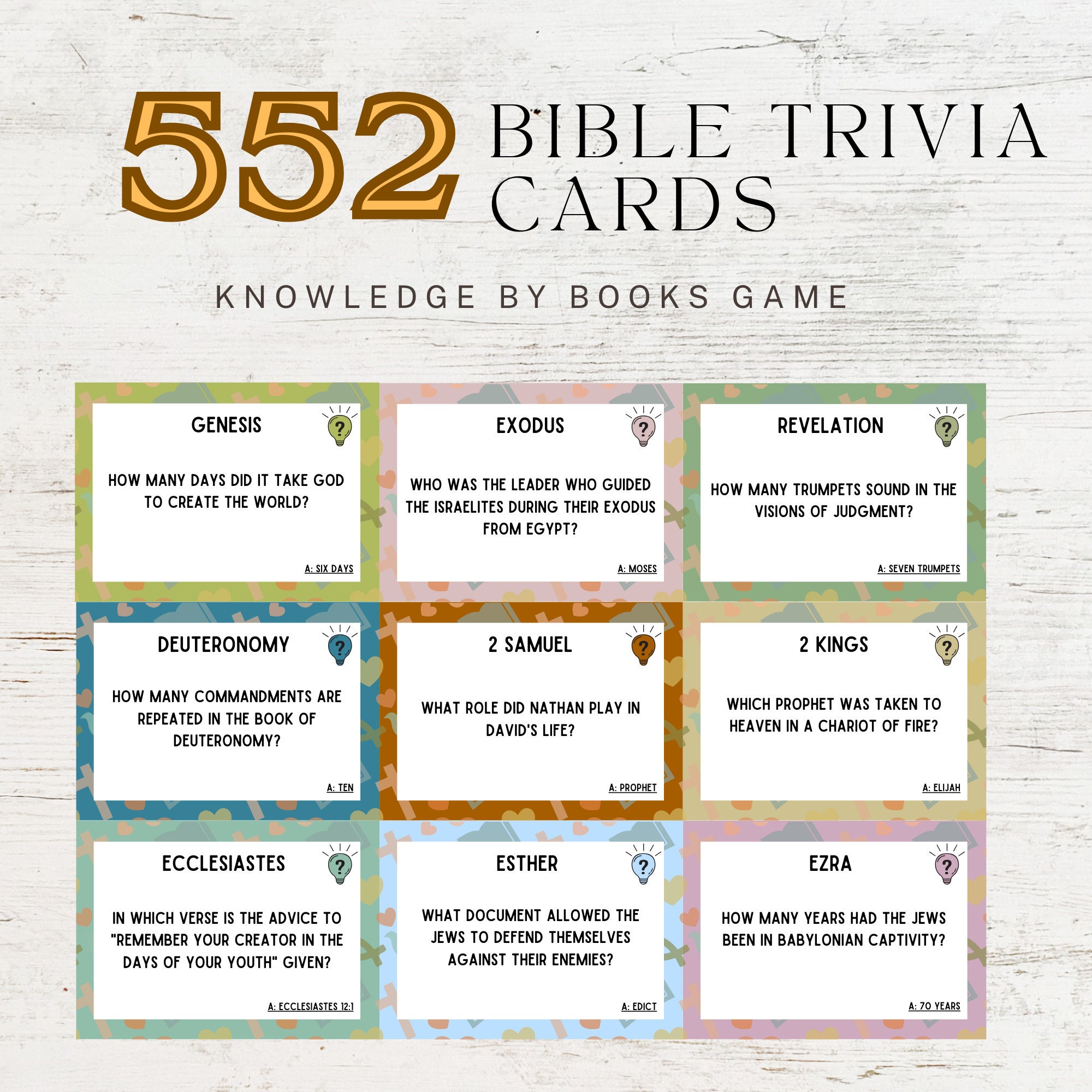 552 Bible Trivia Cards Bible Trivia Questions Bible Trivia Knowledge by ...