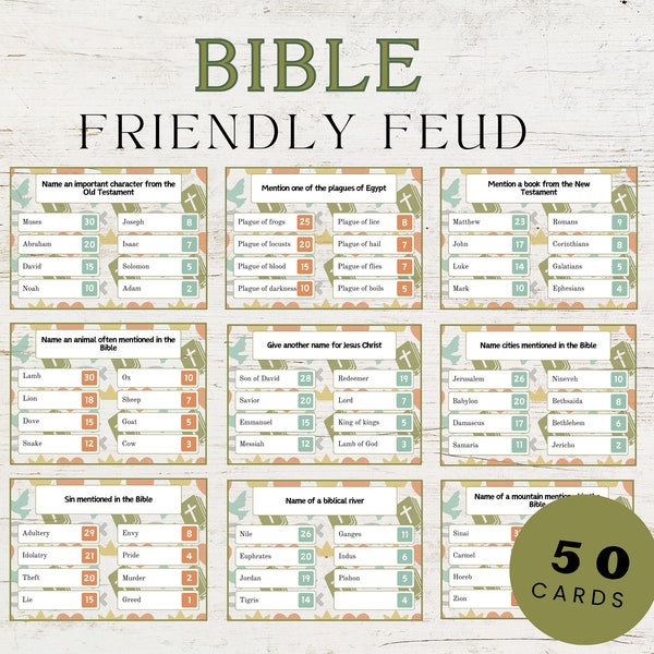 Bible Feud Game | Bible Family Feud-Style Game Show | Church Family Feud | Bible Family Feud Questions | Printable Bible Games