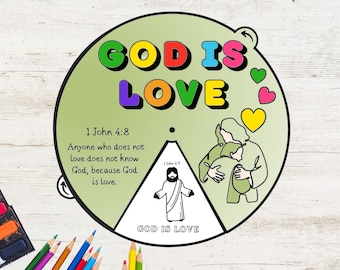 Gods love Coloring Wheel | Printable Bible Valentine | Coloring wheel | Activity Printable Bible Valentine | Kids Bible Lesson | Memory Game