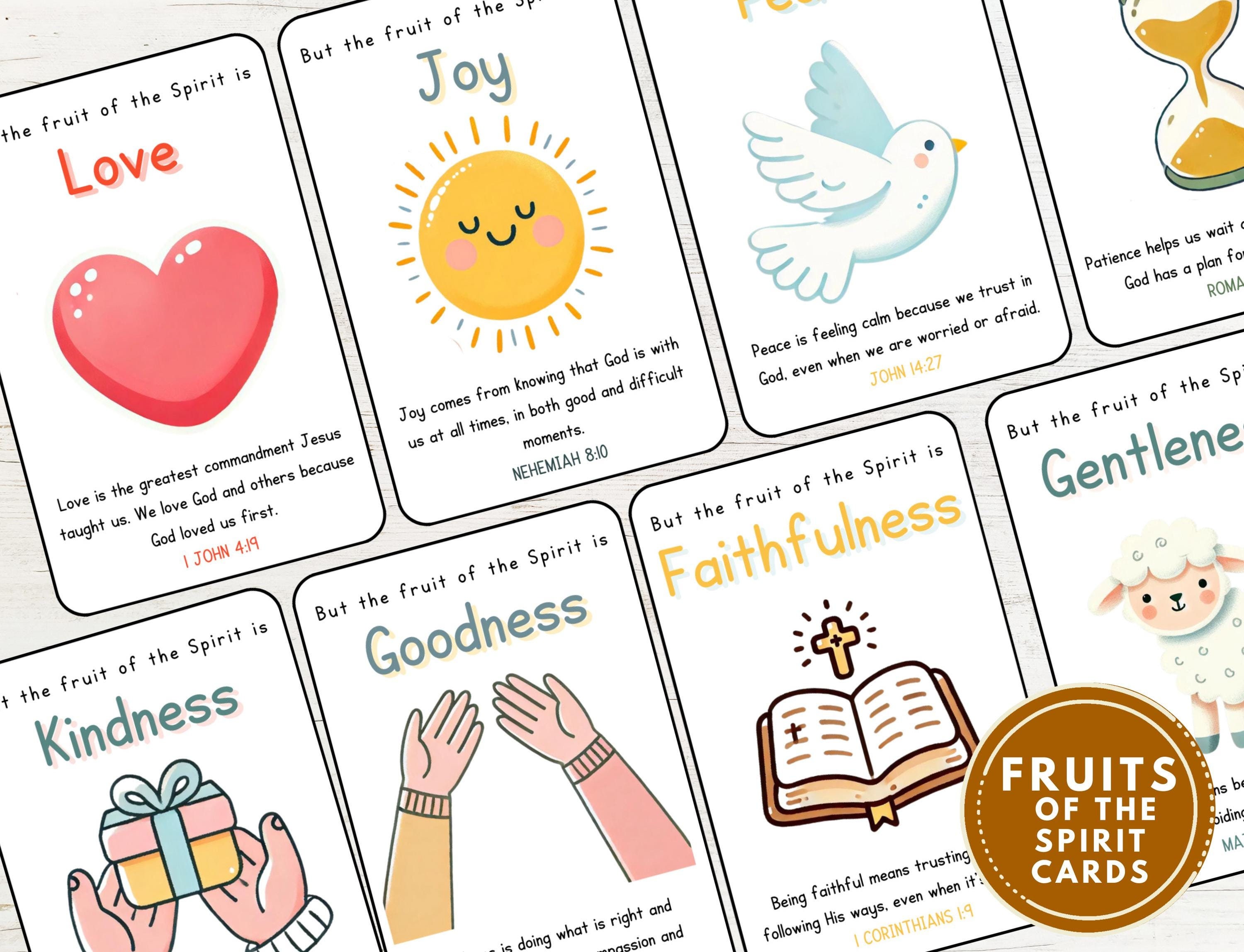 Fruits of the Spirit Cards | Christian Activity for Kids | Bible Learning Tool | Printable Scripture Cards for Coloring and Study