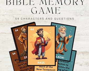 Bible Memory Game | Match 54 Bible Characters | Printable Bible Pairs | Printable Bible Games |Church Bible Games |Printable Christian Games