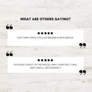 May include: Image features customer reviews with the text "WHAT ARE OTHERS SAYING?" and two testimonials. Each review includes a five-star rating and positive feedback about the product's quality and usefulness.