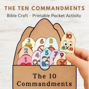 10 Commandments Pocket Craft for Kids | Bible Coloring Activity | Printable Exodus Lesson | Sunday School Bible Craft | Christian Activity