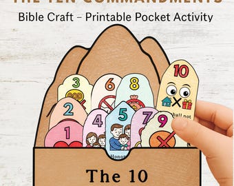 10 Commandments Pocket Craft for Kids | Bible Coloring Activity | Printable Exodus Lesson | Sunday School Bible Craft | Christian Activity