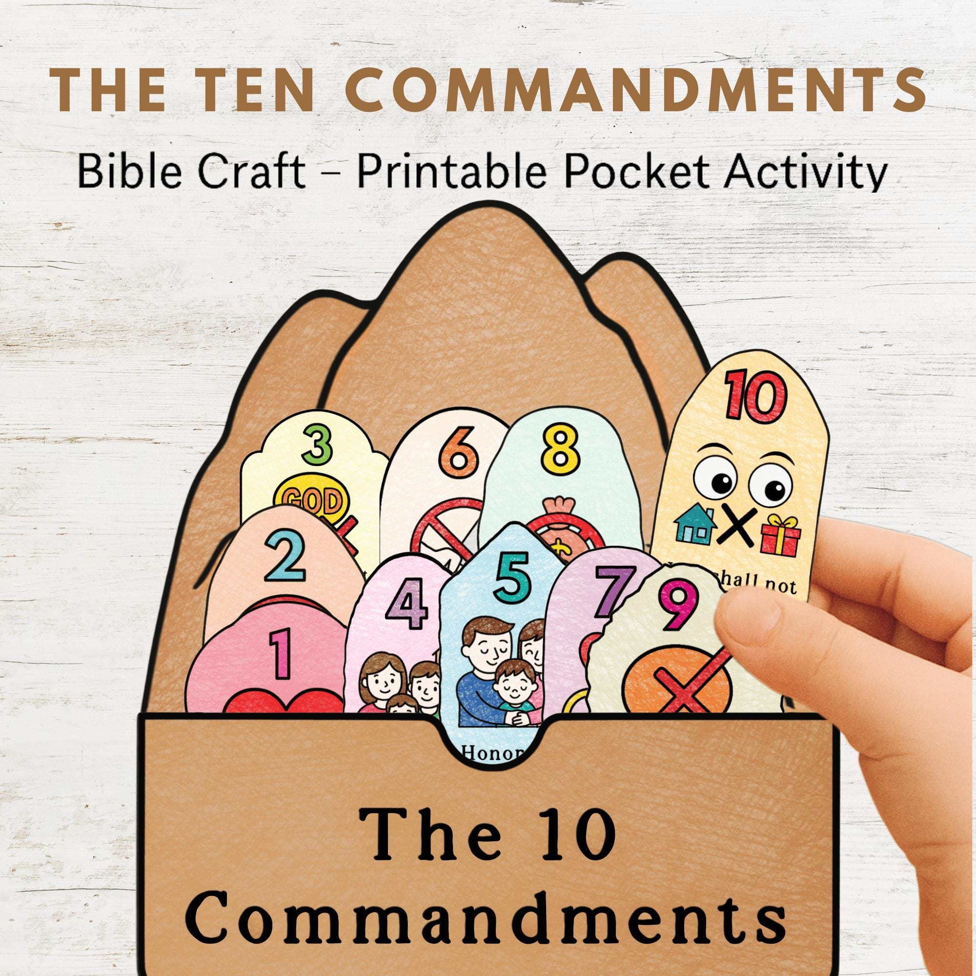 10 Commandments Pocket Craft for Kids | Bible Coloring Activity ...