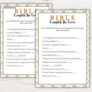 Bible Games | Complete the Verse Game | Bible Games for Kids, Bible Games for Family | Women&#39;s Ministry Games | Bible Games Printable