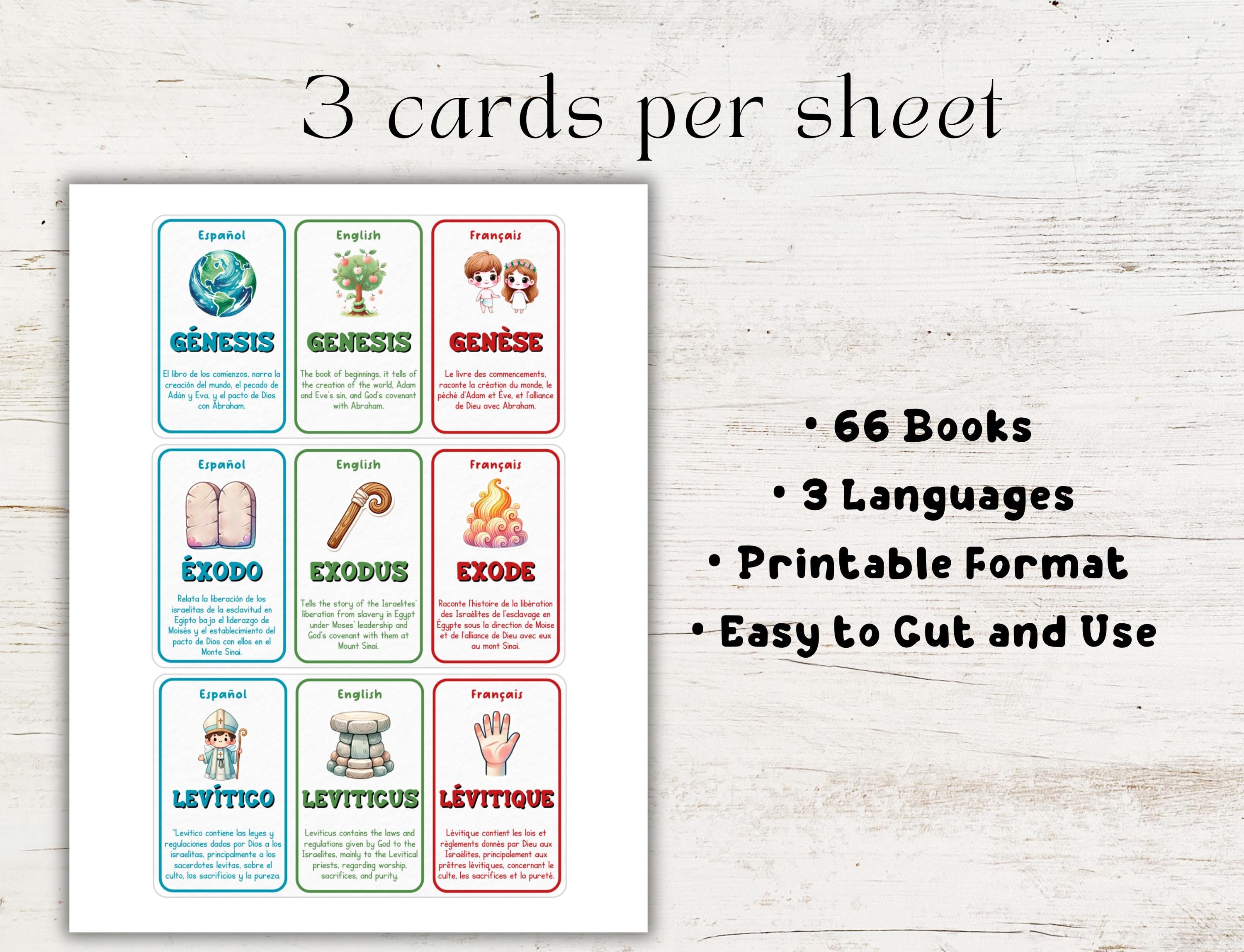 66 Books of the Bible: Trilingual Educational Cards