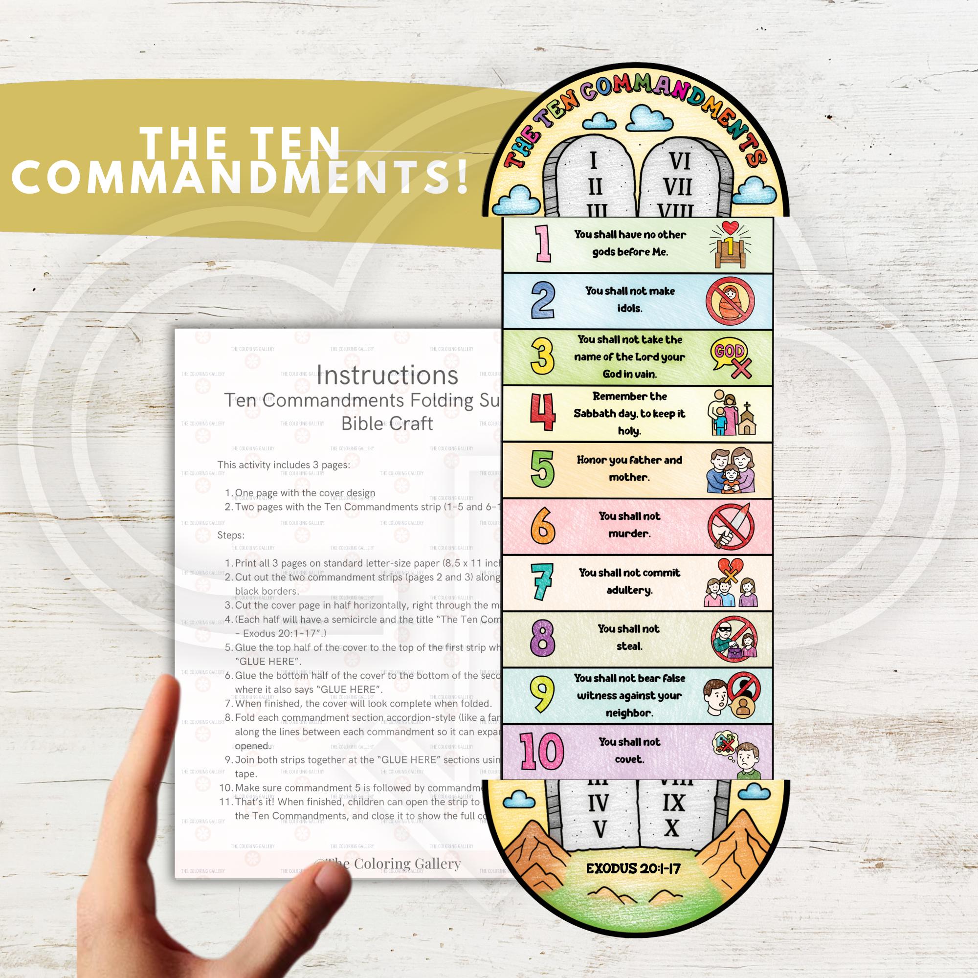 Ten Commandments Folding Surprise Bible Craft, Bible Lesson for ...