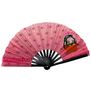 Hand Designed Rave Hand Fans | Festival Hand Fans | Pink Hand Fans | Demon Folding Fan | Bamboo - Rave Accessories | Unique - Clacking Fan