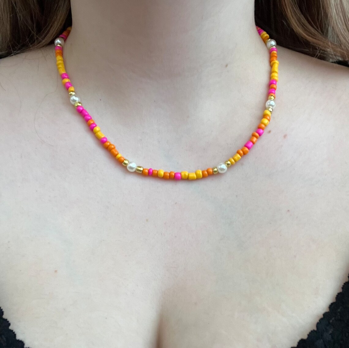 Pearly Cycladic Sunset Bracelet, Adjustable