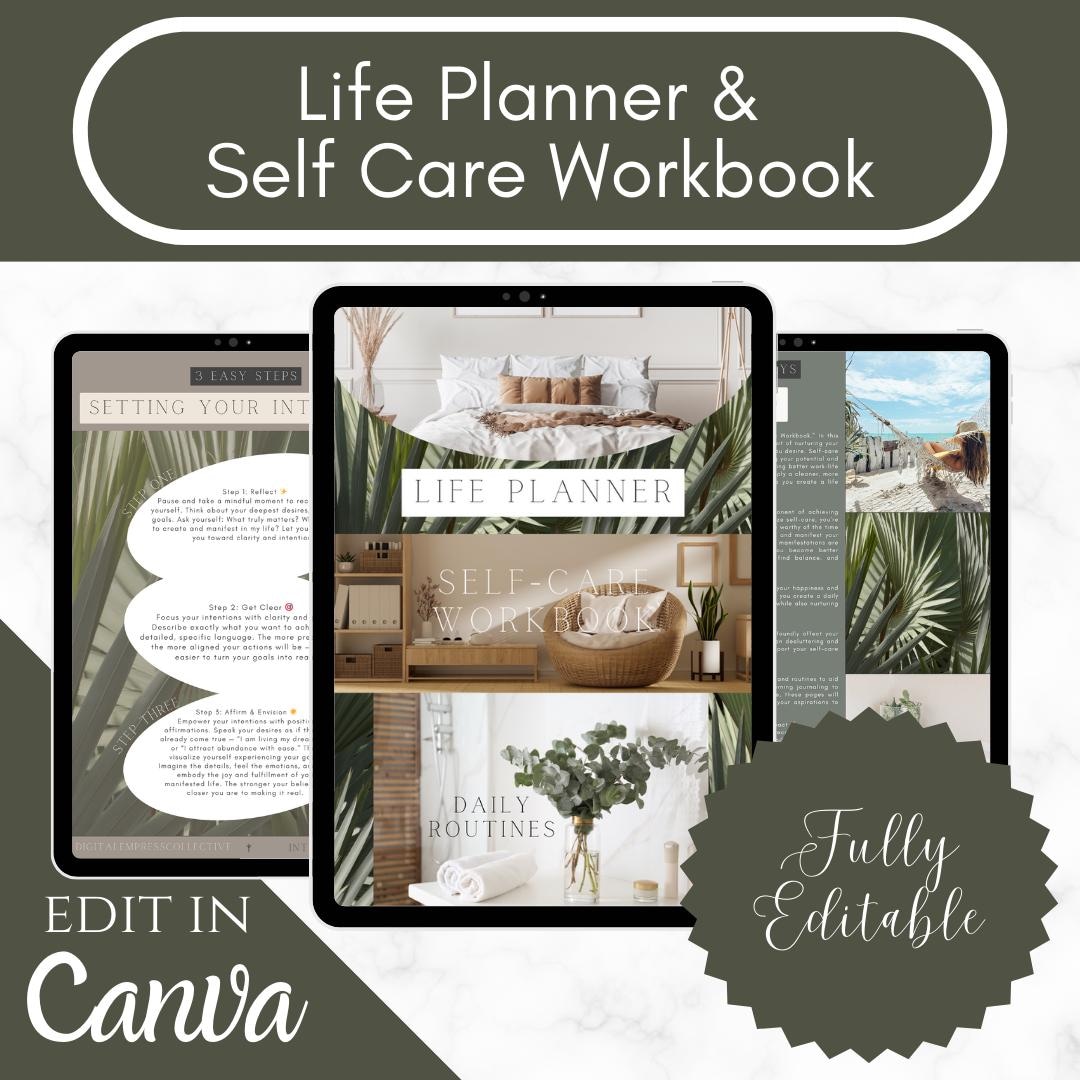 Digital Self-care Life Planner | Wellness & Goal Setting Workbook ...
