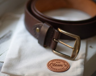 The Wrangler - Premium handmade leather belt with solid brass buckle