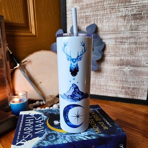 Maasverse Tumbler with Straw for ACOTAR, Crescent City, and Throne of Glass | Officially licensed Sarah J Maas Bookish Merch