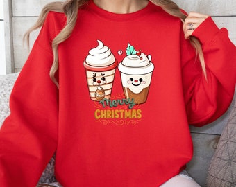 Christmas Coffee Sweatshirt, Christmas Sweatshirt, Christmas Shirt, Coffee Lover Gift Worker Winter Christmas Snowman Latte Coffee Lover