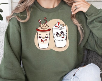 Christmas Coffee Sweatshirt, Christmas Sweatshirt, Christmas Shirt, Coffee Lover Gift Worker Winter Christmas Snowman Latte Coffee Lover