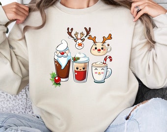 Christmas Coffee Sweatshirt, Christmas Sweatshirt, Christmas Shirt, Coffee Lover Gift Worker Winter Christmas Snowman Latte Coffee Lover