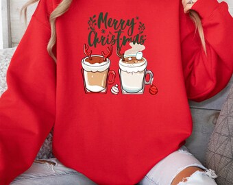 Christmas Coffee Sweatshirt, Christmas Sweatshirt, Christmas Shirt, Coffee Lover Gift Worker Winter Christmas Snowman Latte Coffee Lover