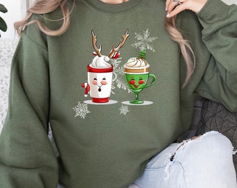 Christmas Coffee Sweatshirt, Christmas Sweatshirt, Christmas Shirt, Coffee Lover Gift Worker Winter Christmas Snowman Latte Coffee Lover