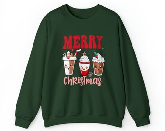 Christmas Coffee Sweatshirt, Christmas Sweatshirt, Christmas Shirt, Coffee Lover Gift Worker Winter Christmas Snowman Latte Coffee Lover