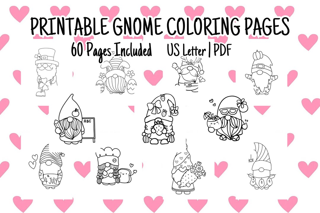 Printable Gnome Coloring Pages, Kids Adult Summer Printable Activity