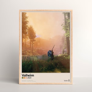 Valheim Poster [ Light & Dark Mode | Minimalistisch | Physischer Druck | Videospielkunst | Druck Geschenk | Wandposter | PC-Gaming-Einstellungen ]