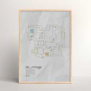Poster carte Counter-Strike x Mirage [ Art mural du jeu | Affiche imprimée | Impression artistique | Cadeau affiche | Poster mural | Jeu vidéo | FPS | CSGO | CS2 ]