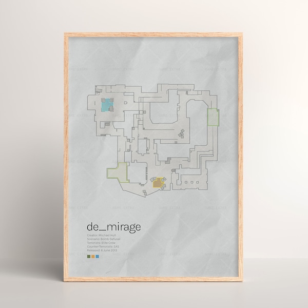 Counter-Strike x Mirage Map Poster [ Spiel Wandkunst | Posterdruck | Kunstdruck | Poster Geschenk | Wandposter | Videospiel | BPS | CSGO | KS2]