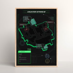 Counter-Strike x oude kaartposter [Game Wall Art | Posterafdruk | Kunstafdruk | Postercadeau | Muurposter | Videogame | FPS | CSGO | CS2 ]