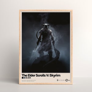 Skyrim Poster [ Light & Dark Mode | Minimalist | Physical Print | Video Game Wall Art | Poster Print Gift | Wall Poster | PC Gaming Setup ]