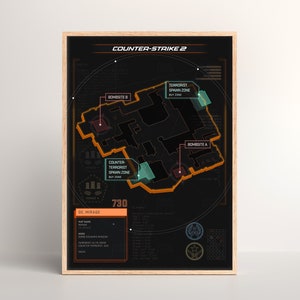 Cartel del mapa Counter-Strike x Mirage [ Arte de la pared del juego / Impresión de póster / Arte / Regalo de póster / Póster de pared / Videojuego / FPS / CSGO / CS2 ]