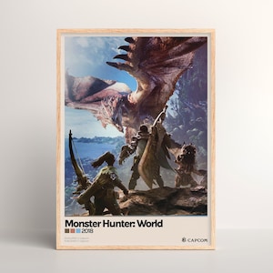 Monster Hunter: World Poster [ Hell- & Dunkelmodus | Minimalistisch | Physischer Druck | Videospielkunst | Wall Print Geschenk | PC Gaming Einrichtung]