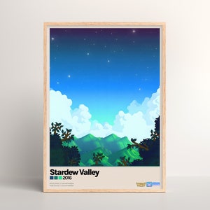 Stardew Valley Poster [ Hell & Dunkel Mode | Minimalistisch | Physischer Druck | Videospielkunst | Druck Geschenk | Wandposter | PC Gaming Einrichtung]