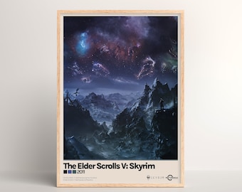Skyrim Poster [ Light & Dark Mode | Minimalist | Physical Print | Video Game Wall Art | Poster Print Gift | Wall Poster | PC Gaming Setup ]