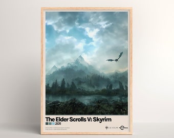 Skyrim Poster [ Light & Dark Mode | Minimalist | Physical Print | Video Game Wall Art | Poster Print Gift | Wall Poster | PC Gaming Setup ]