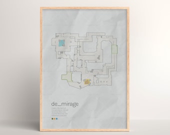 Counter-Strike x Mirage Map Poster [ Game Wall Art | Poster Print | Art Print | Poster Gift | Wall Poster | Video Game | FPS | CSGO | CS2 ]