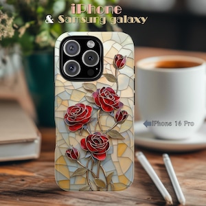 Telefoonhoesje Blooming Rose, elegant bloemdessin, stoere hoesjes, cadeau voor haar, perfect voor iPhone, Samsung Galaxy, Google Pixel, uniek cadeau