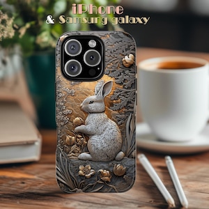 Cute Rabbit Phone Case, Nature-Inspired Tough Cases, Eco-Friendly, Unique Gift for Animal Lovers, Spring Decor,for iPhone & Samsung Galaxy