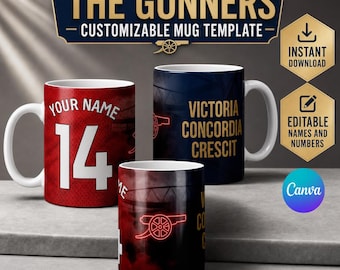 Sjabloon The Gunners voetbalmokomslag, aanpasbaar ontwerp voetbalshirt (canva)