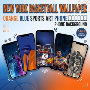 New York Basketball Wallpaper Orange Blue Sports Art Madison Square Atmosphere Phone Background