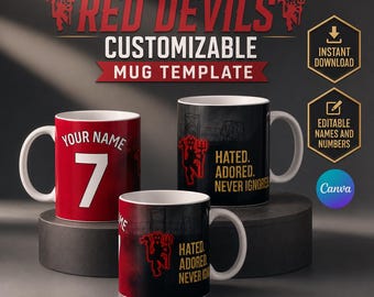 Aanpasbare sjabloon voor mokomslag van Red Devils Jersey