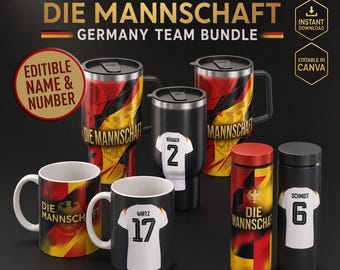 Germany Football Tumbler Wrap, Die Mannschaft Soccer Mug Design (Canva Template)