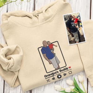 Felpa con ricamo per papà / Felpa con ricamo musicale / Felpa con cappuccio con copertina di album personalizzata per papà / Ritratto di famiglia / Regali per la festa del papà