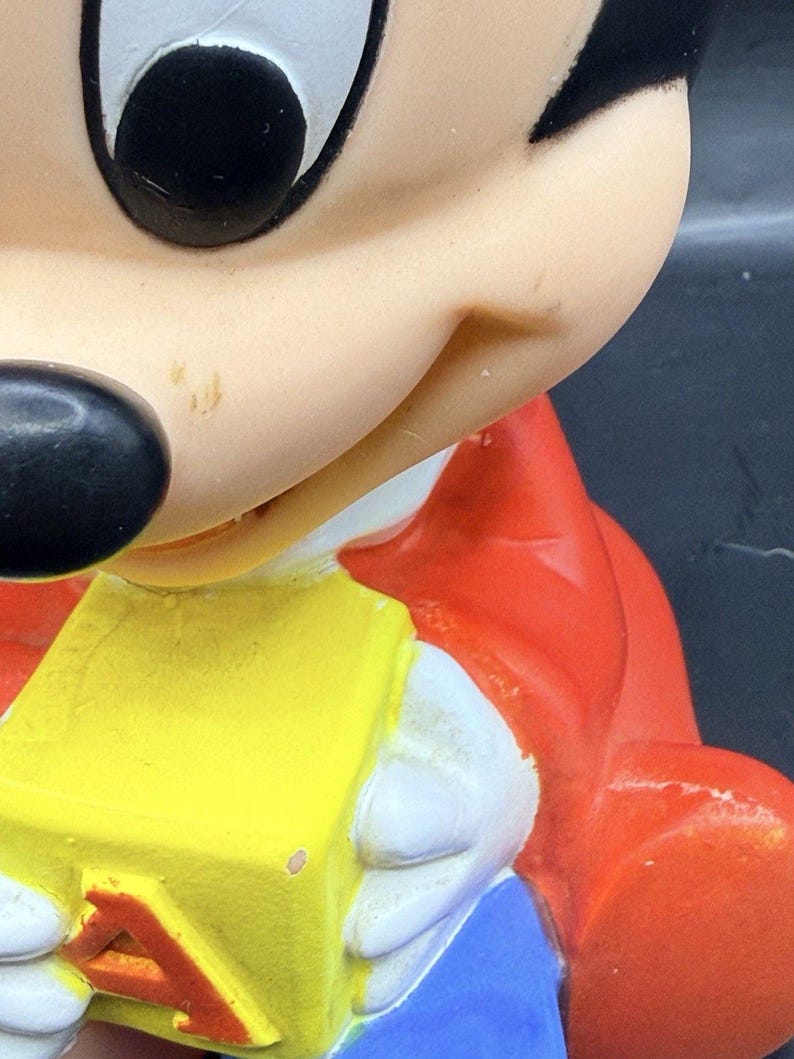 Vintage Shelcore Disney Mickey Mouse Vinyl Plastic Squeak Toy Figure image 7