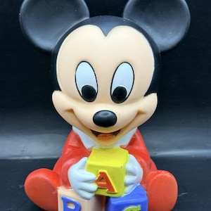 Vintage Shelcore Disney Mickey Mouse Vinyl Plastic Squeak Toy Figure image 1