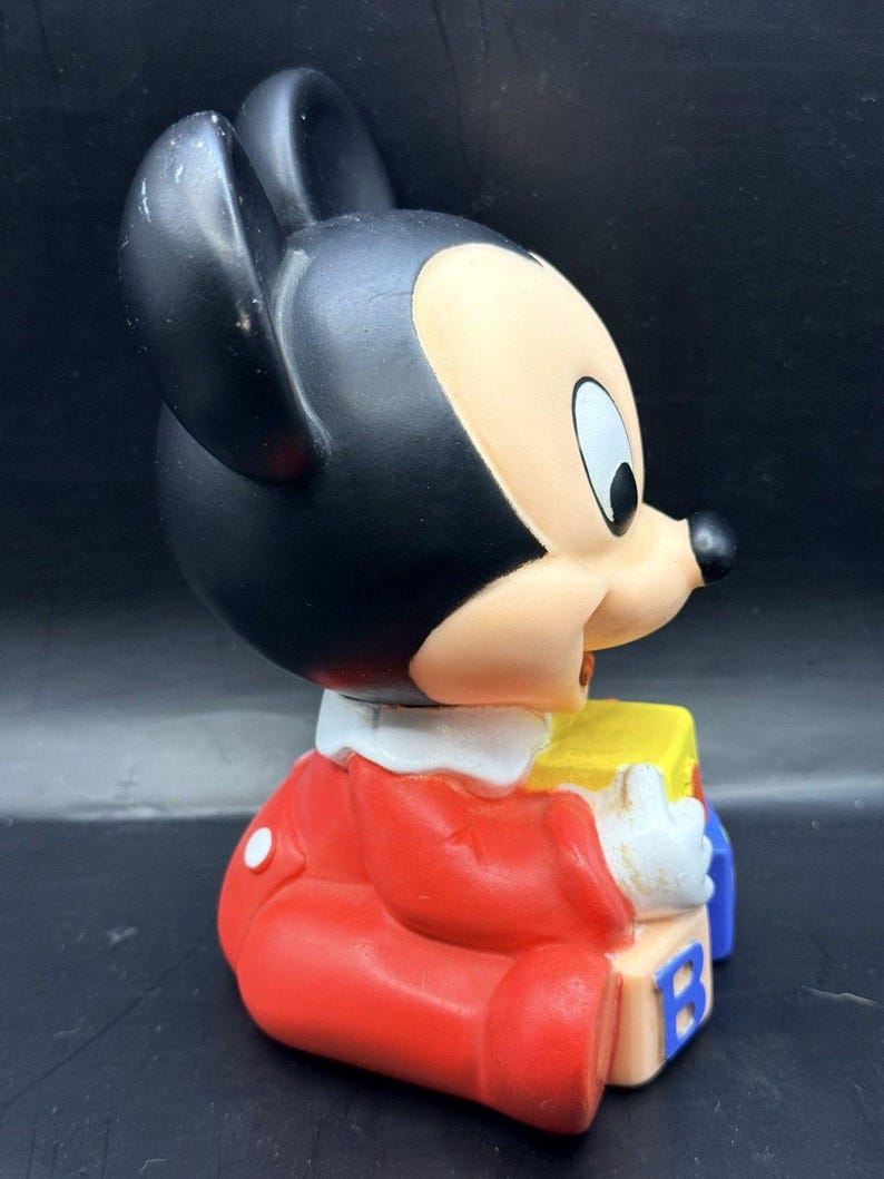 Vintage Shelcore Disney Mickey Mouse Vinyl Plastic Squeak Toy Figure image 2