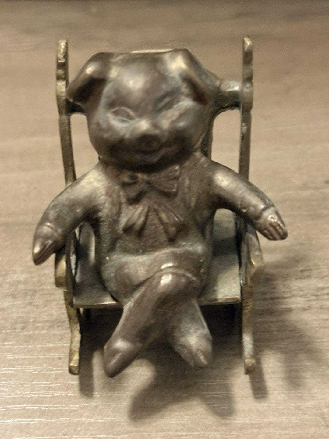 Vintage Solid Brass Pig in a Rocking Chair Figurine 1950s - Etsy