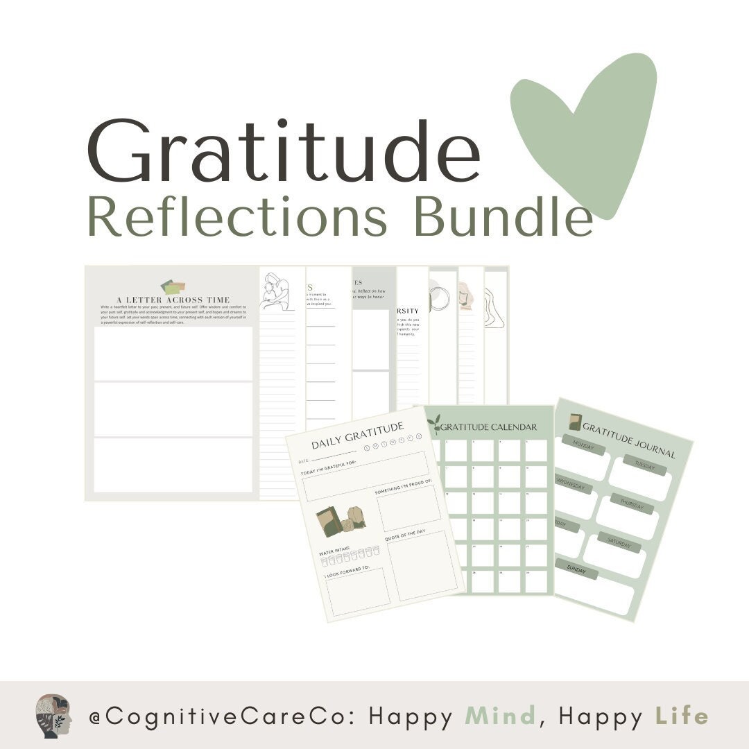 Gratitude Reflections and Templates Bundle | Digital PDF Printable