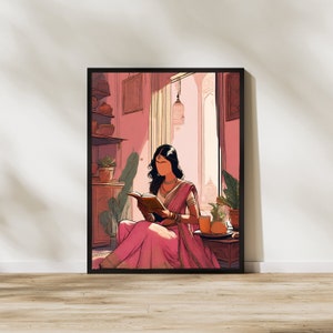 Desi Art, Indian Wall Art, South Asian Woman Art, Asian Painting, South Indian Art, Brown Girl, Desi, Tamil Girl Print