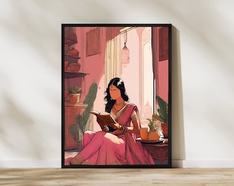 Desi Art, Indian Wall Art, South Asian Woman Art, Asian Painting, South Indian Art, Brown Girl, Desi, Tamil Girl Print